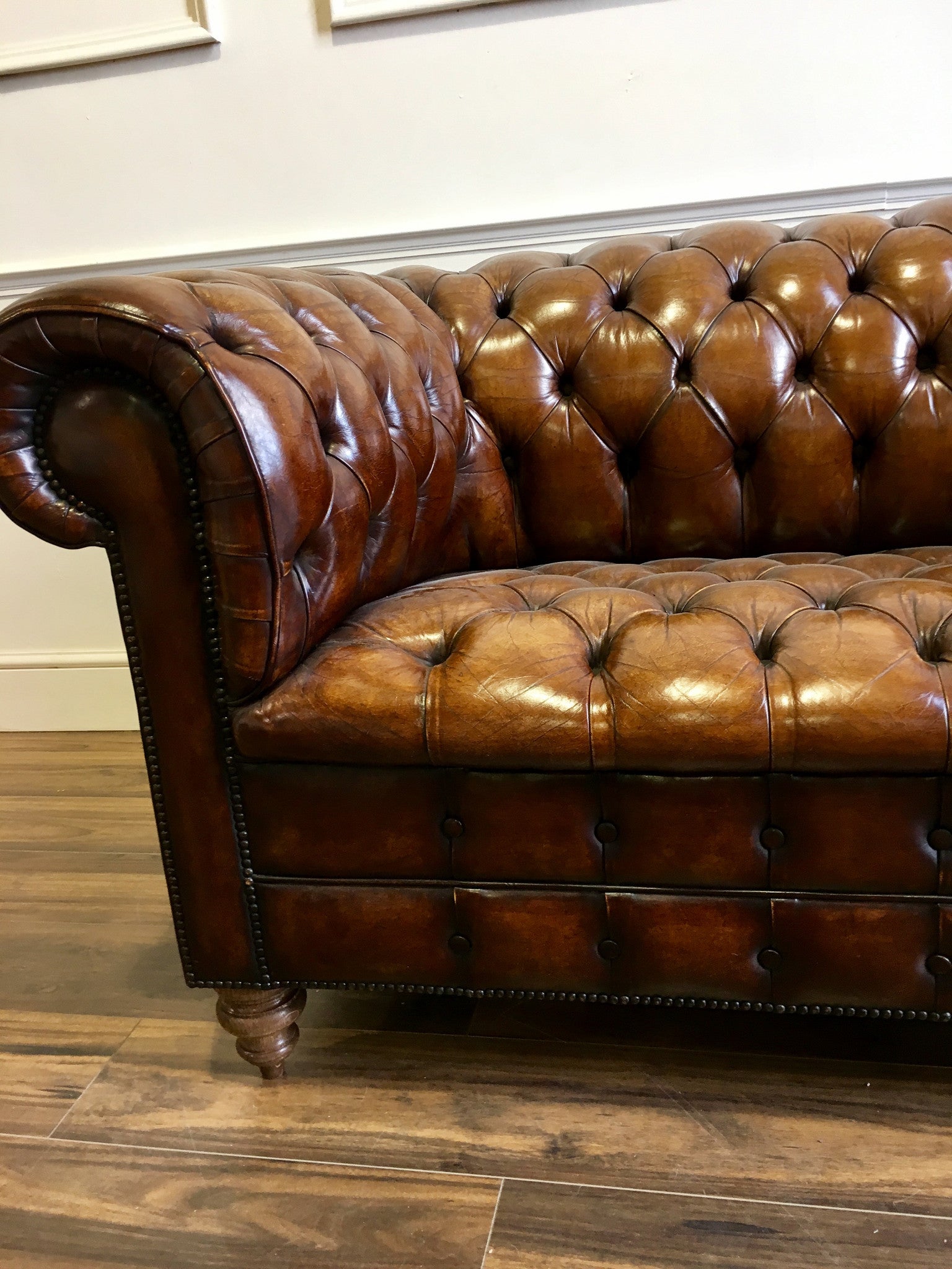 Early 20thC Antique Vintage Leather 2 Seater