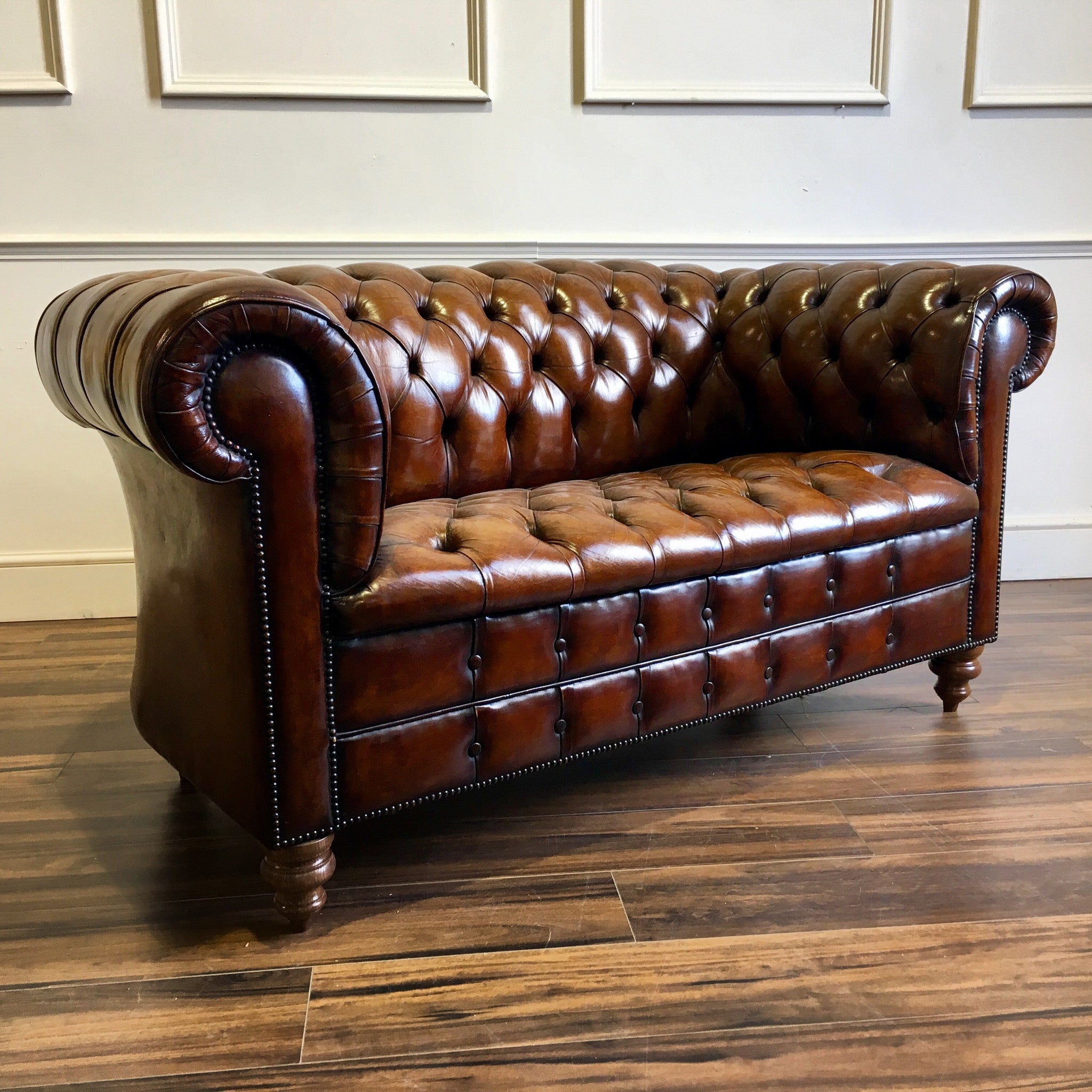 Early 20thC Antique Vintage Leather 2 Seater