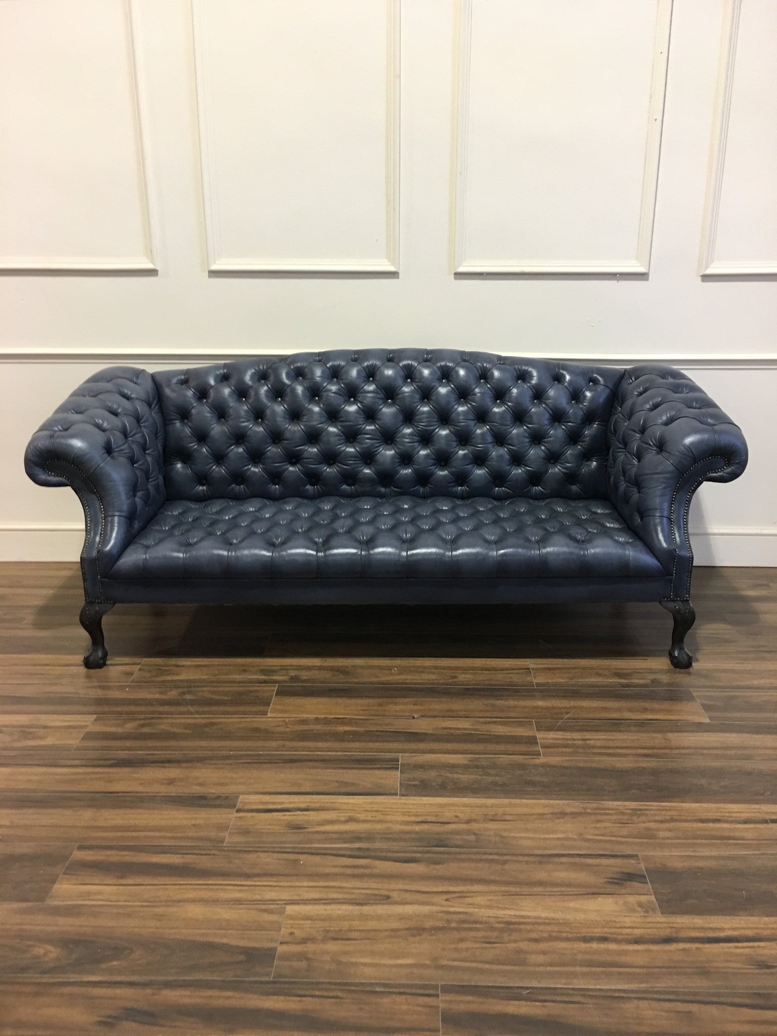 Ex-Display SALE - 4 Seater Rockingham Chippendale Sofa in hand Dyed Ocean Blue