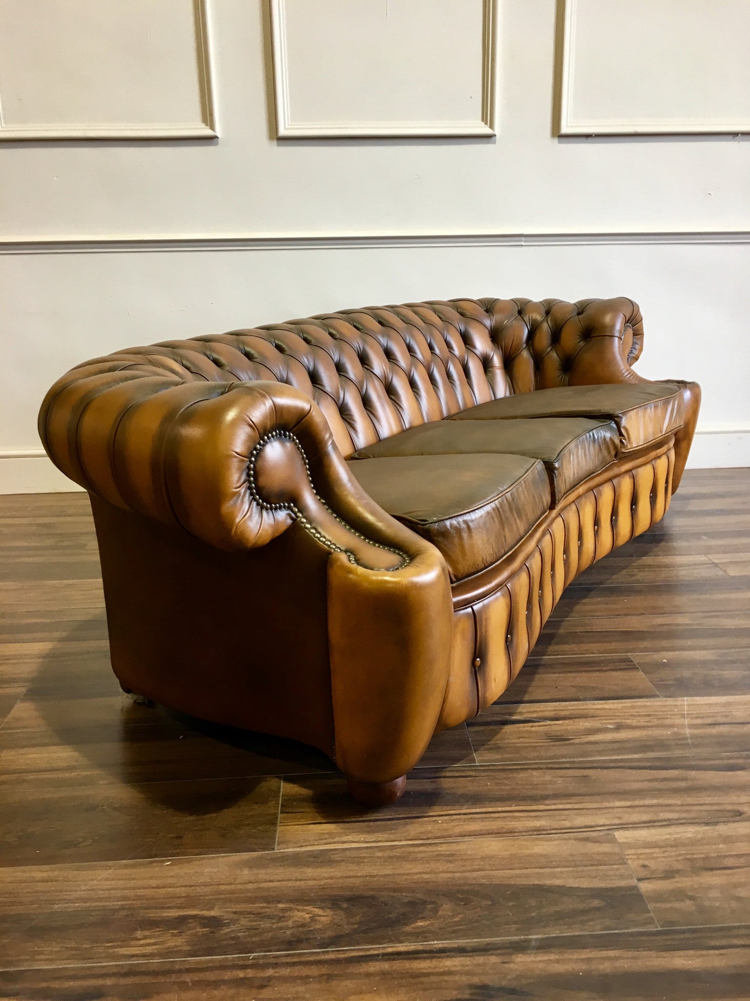 A Very Rare Design of Tan Leather Chesterfield in Super Condition