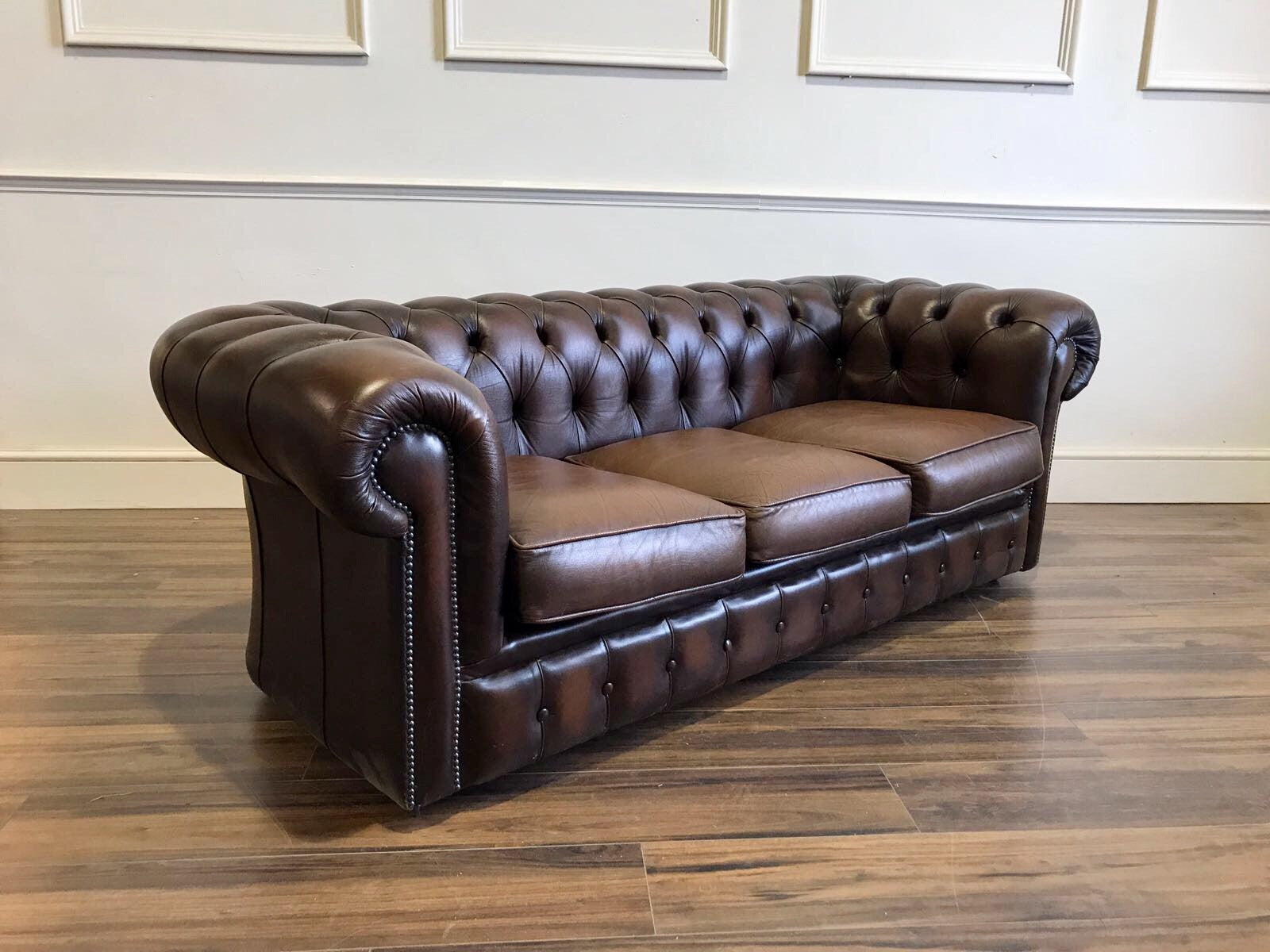 Brown Leather Chesterfield Sofa