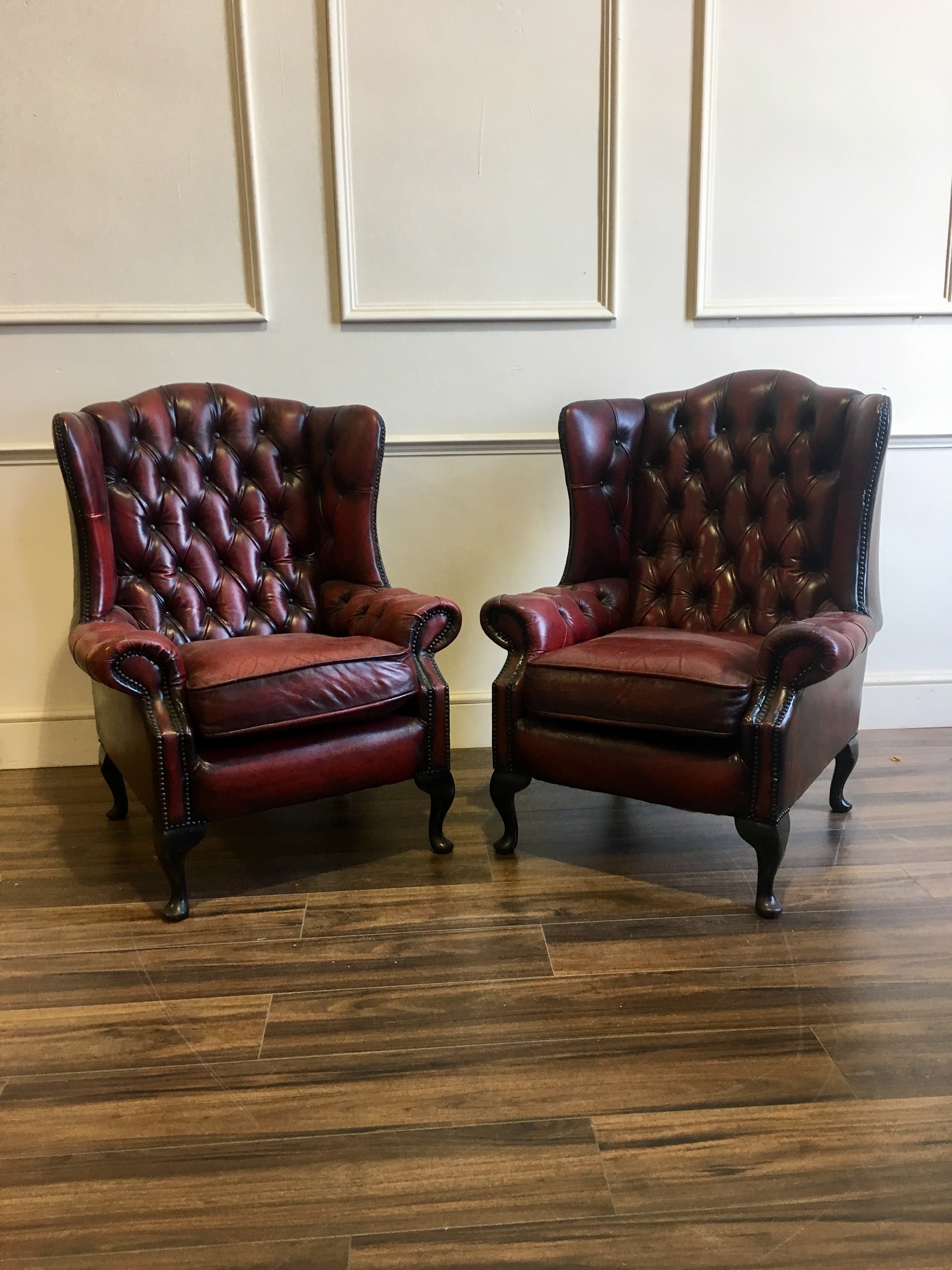 Beautiful!  A Great Leather Chesterfield Wing Back Chair