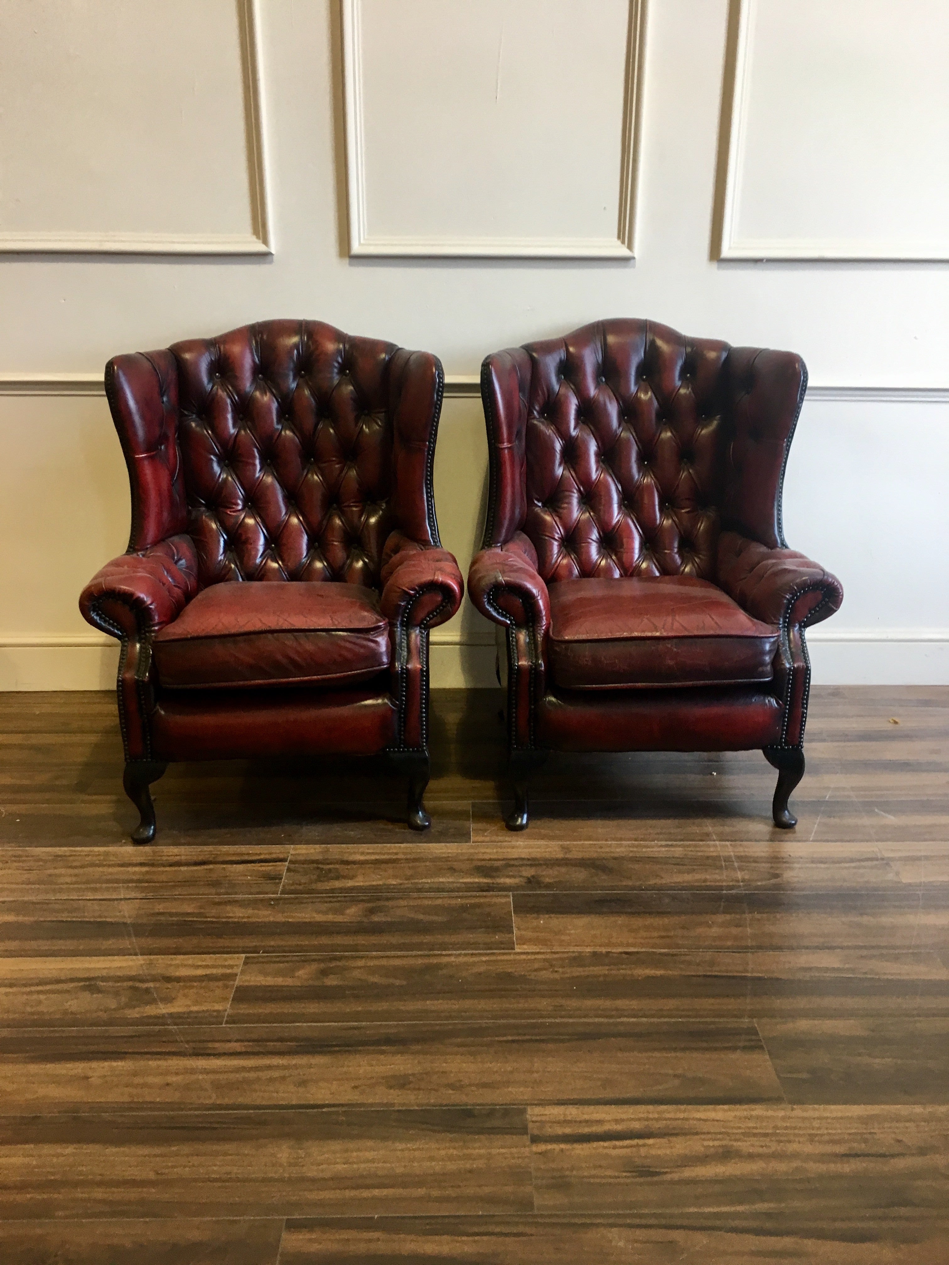 Beautiful!  A Great Leather Chesterfield Wing Back Chair