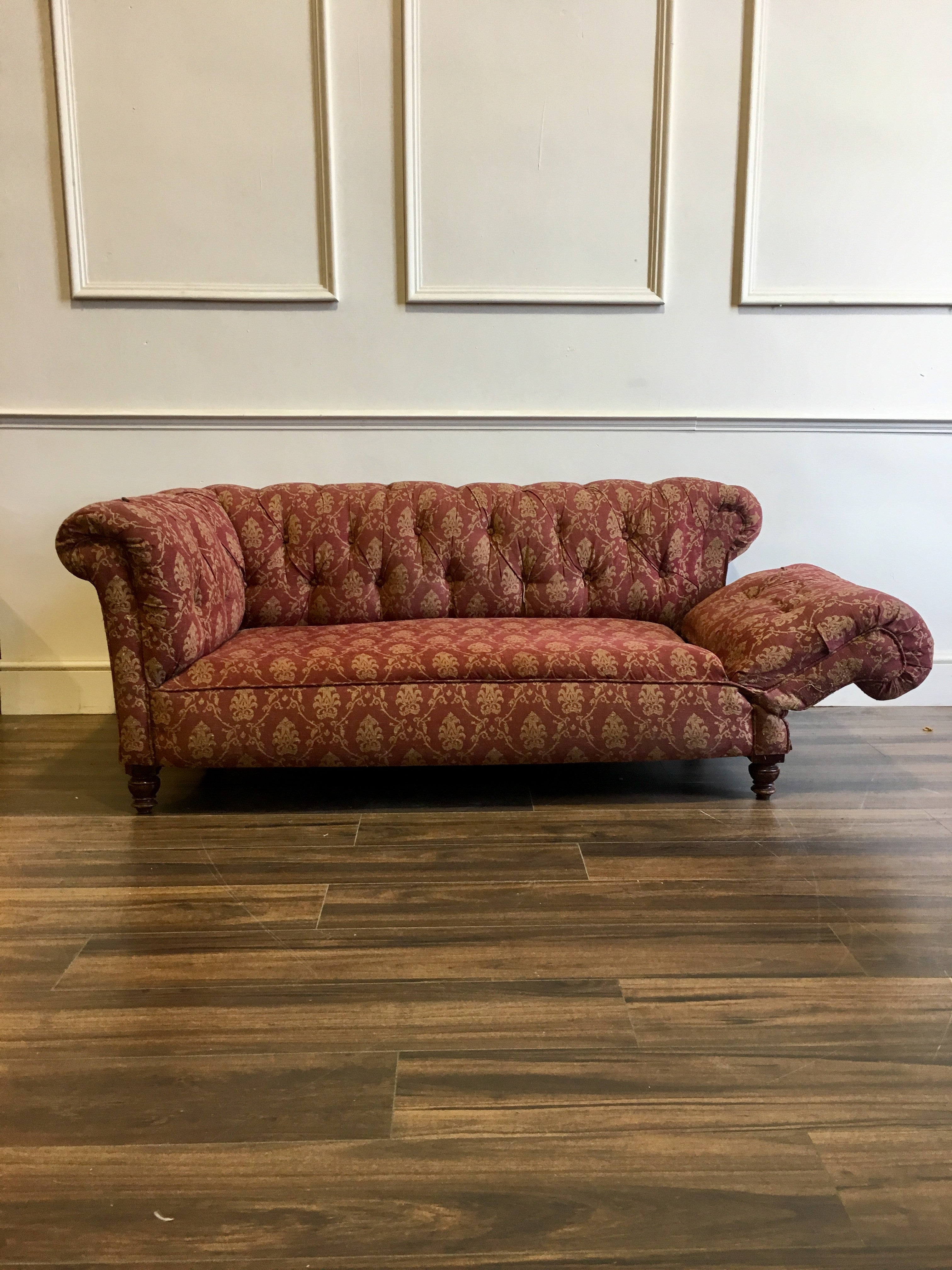 A Pair of 19thC Sofas to be Fully Restored - one with Drop Arm