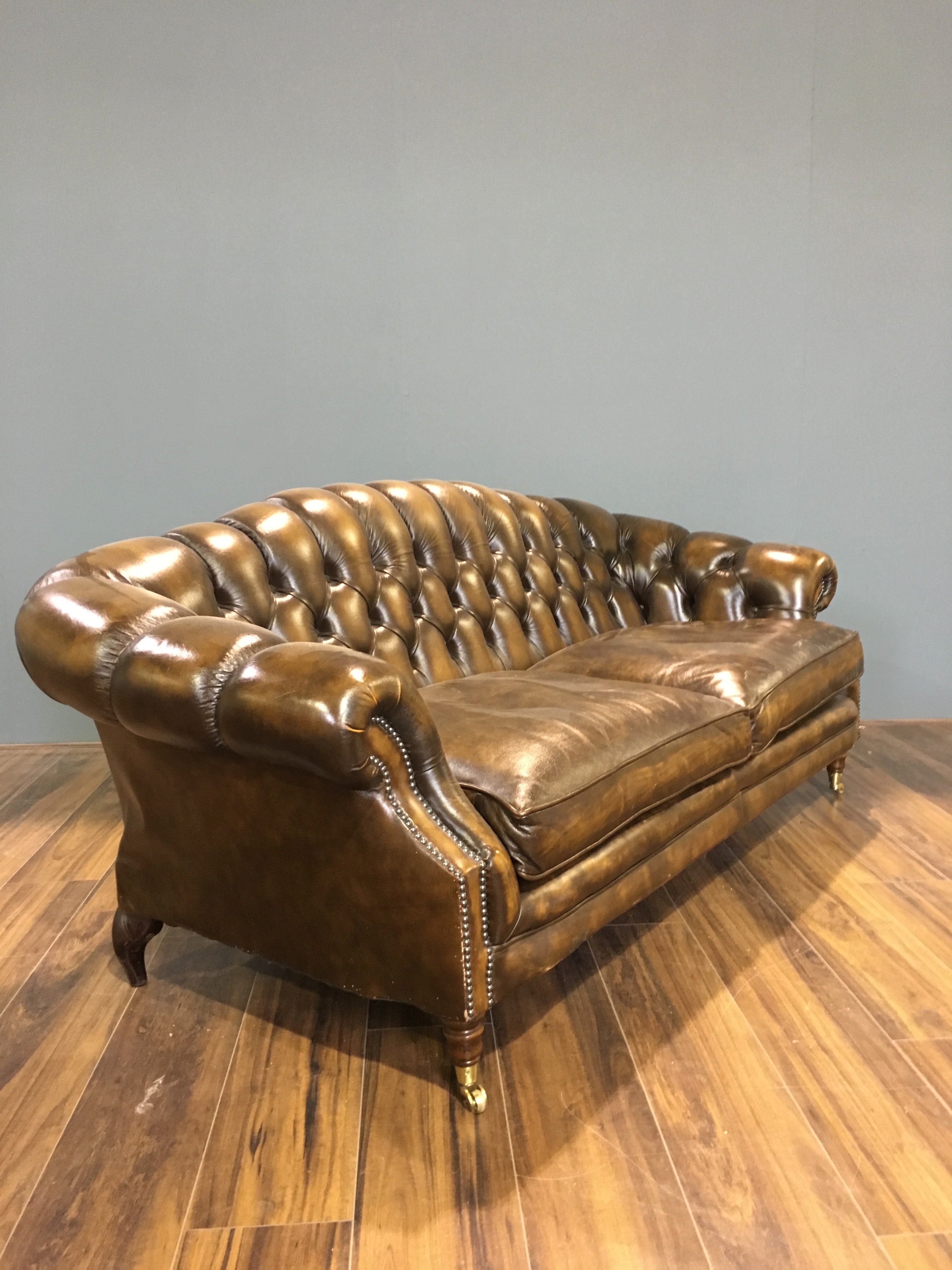 Beautiful Saddle Tan Leather Sofa