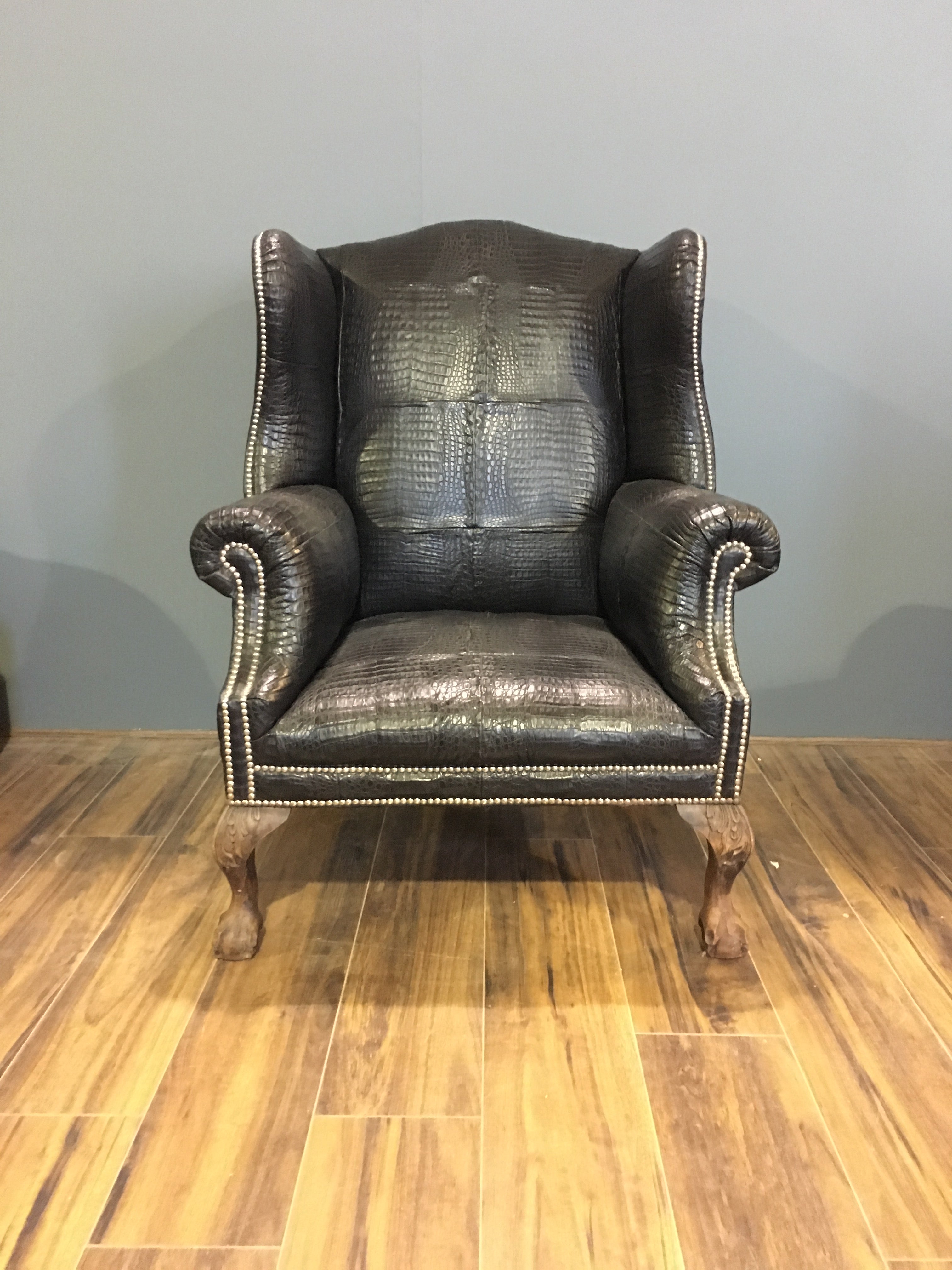 Real Crocodile Skin Wing Back Chair - our Disraeli