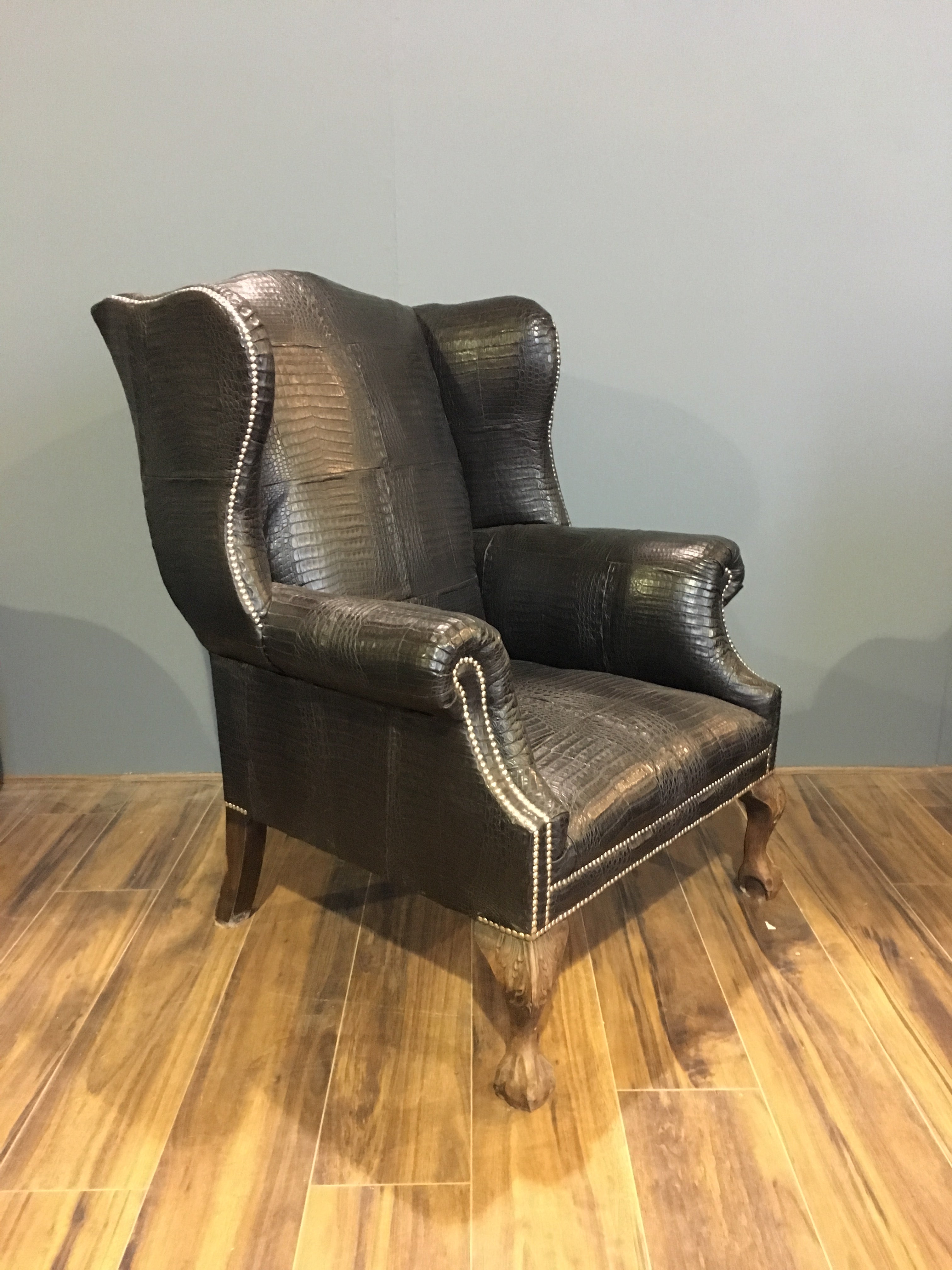 Real Crocodile Skin Wing Back Chair - our Disraeli