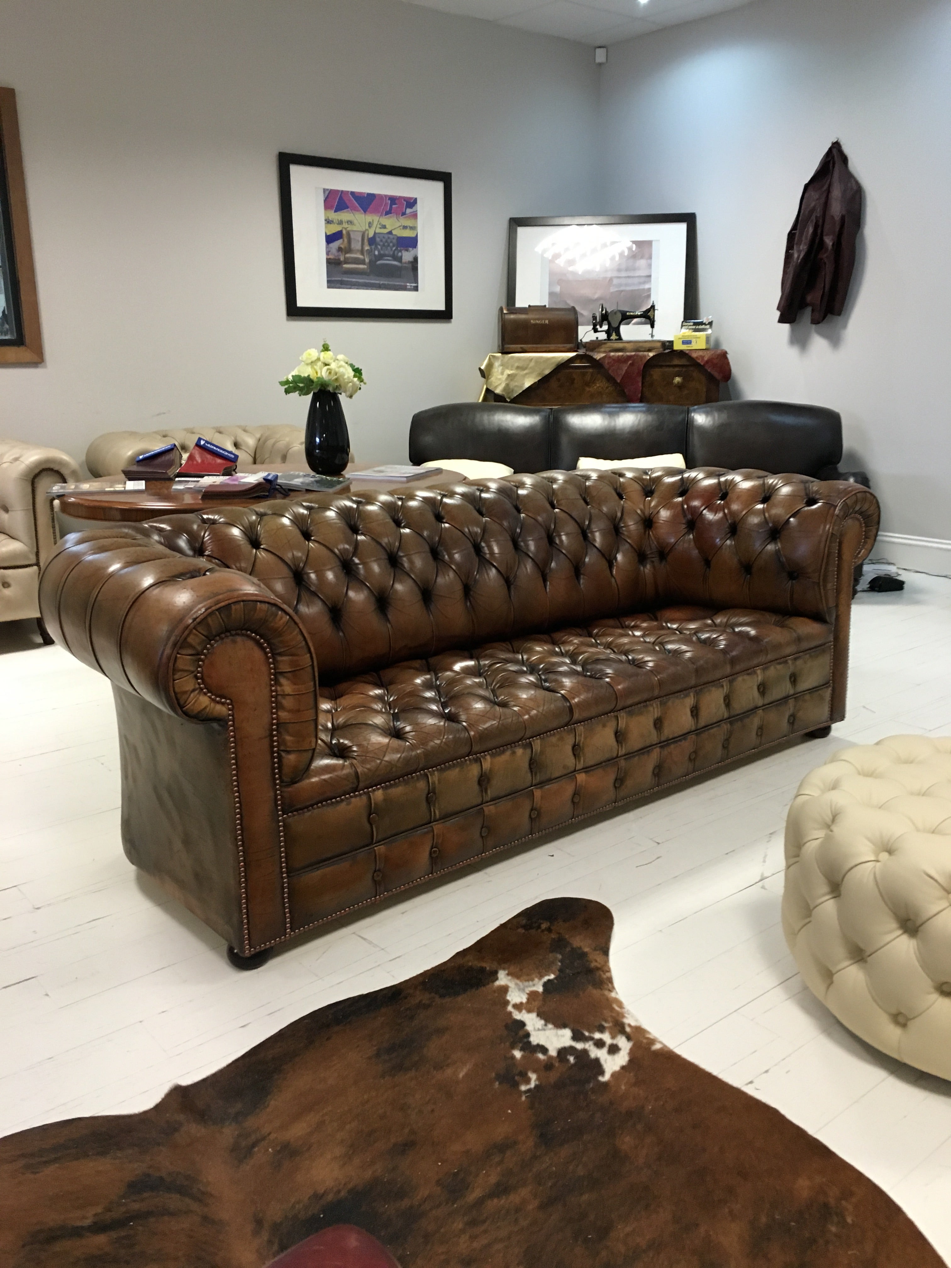 MidC Chesterfield in Hand Dyed Leathers