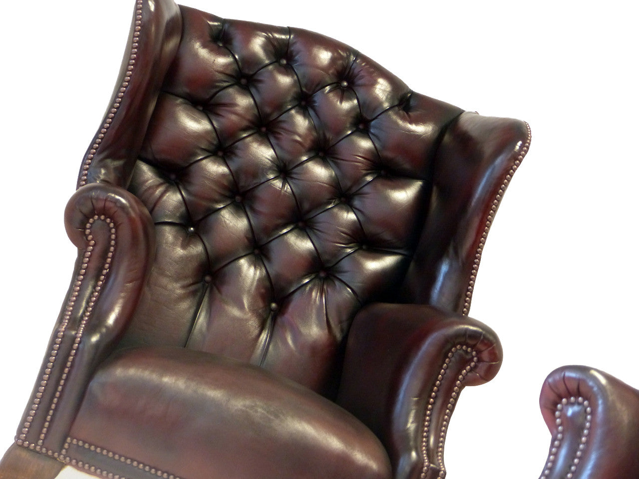 PAIR OF VINTAGE WINGBACK CHAIRS : DEEP WINE