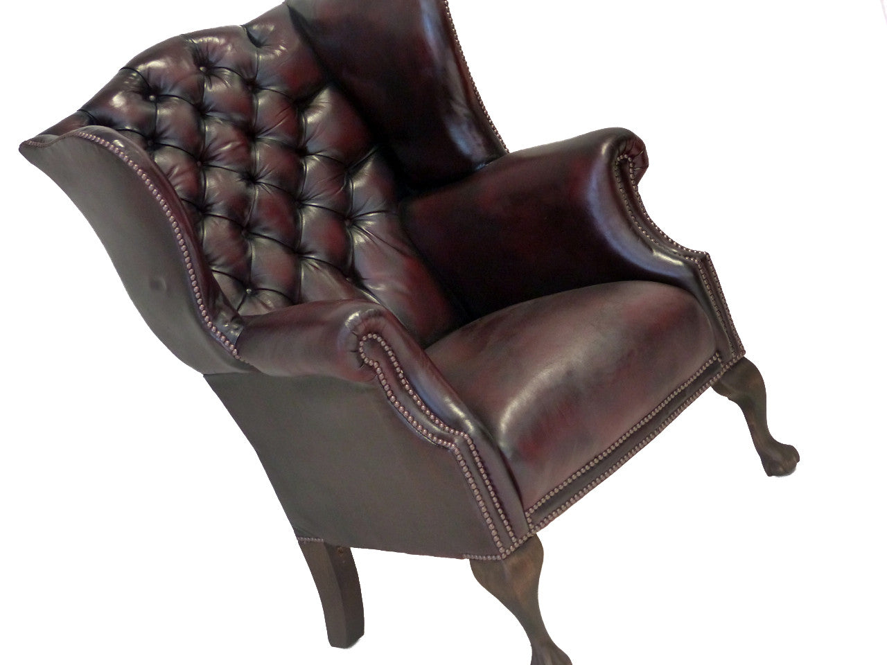 PAIR OF VINTAGE WINGBACK CHAIRS : DEEP WINE
