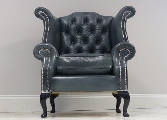 FULLY RESTORED AND REUPHOLSTERED HAND DYED QUEEN ANNE CHAIR