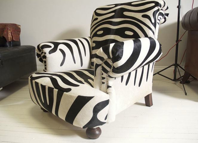 The Shelburne Armchair – Zebra Print Leather