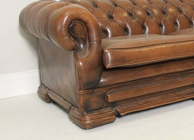 PRE-LOVED CARAMEL LEATHER SOFA