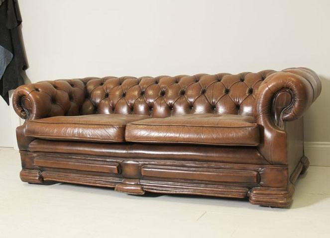 PRE-LOVED CARAMEL LEATHER SOFA