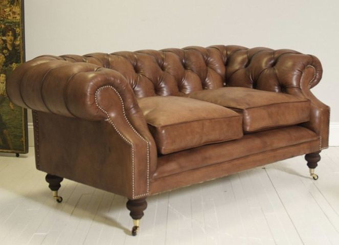 DEVONSHIRE SOFA HAND DYED MOCHA TAN LEATHER