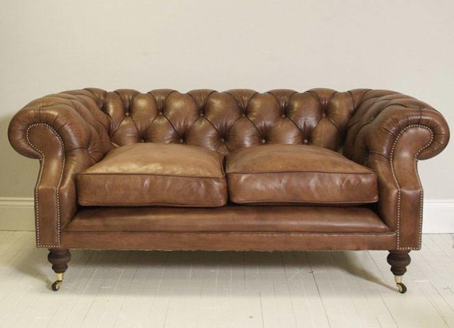 DEVONSHIRE SOFA HAND DYED MOCHA TAN LEATHER