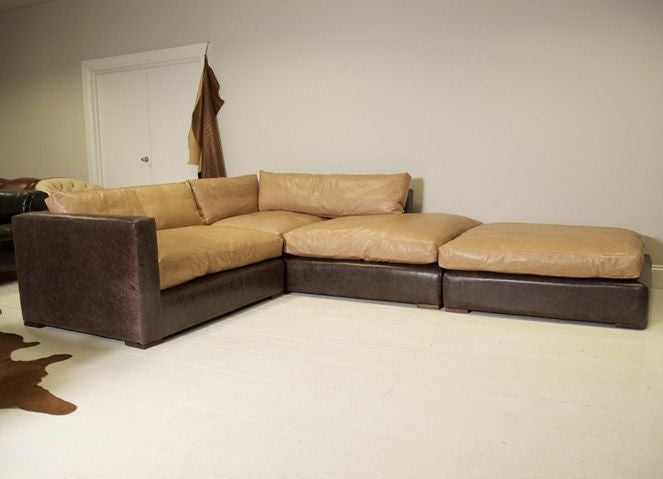The Modular Corner sofa: Shown Here With Chocolate Brown Base And Parchment Cushions