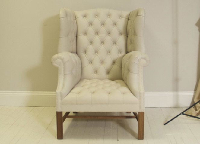 PORTLAND QUEEN ANNE CHAIR: PRE-DYED RUSSET LEATHER