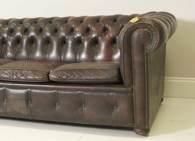 VINTAGE COIL SPRUNG LEATHER SOFA BY MILLBROOK IINDUSTRIES